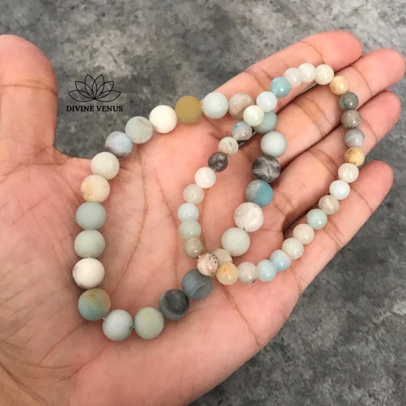 Amazonite Stone Stretch Bracelet Set - Picture 3 of 9